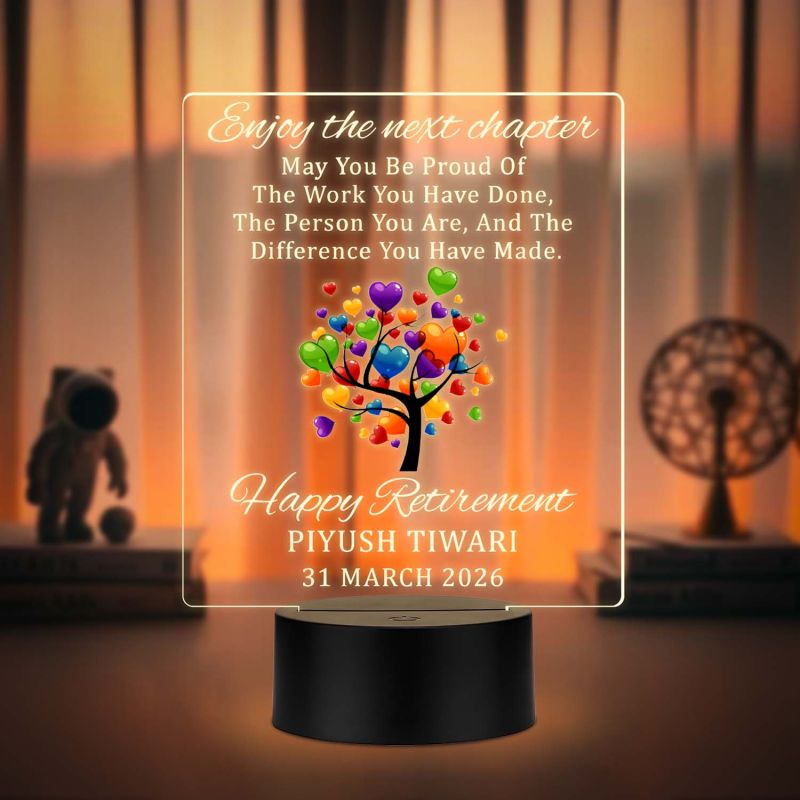 Personalized Retirement UV Print LED Lamp  Enjoy The Next Chapter   Acrylic Light